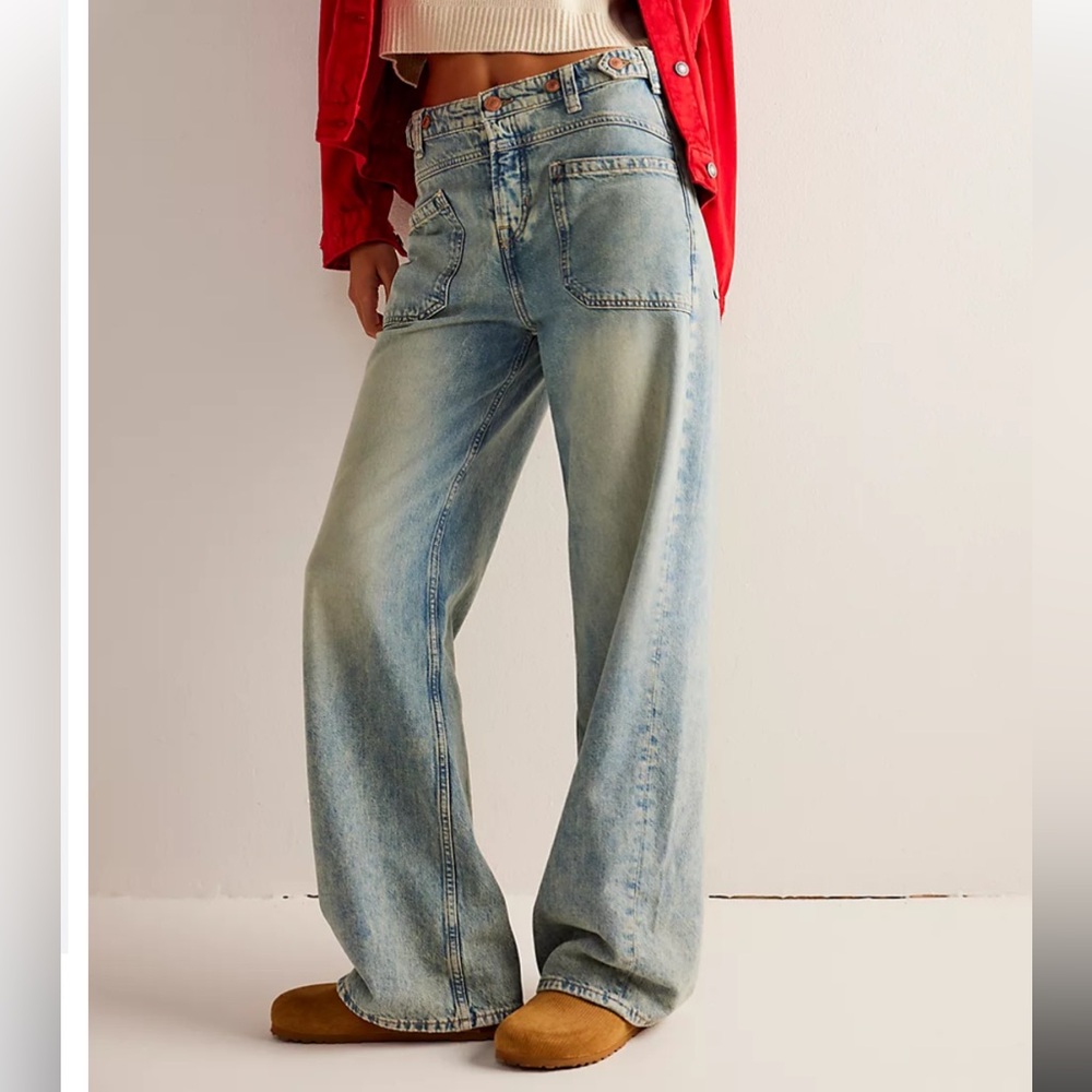 Free People- We The Free Palmer Cuffed Wide Leg Jeans